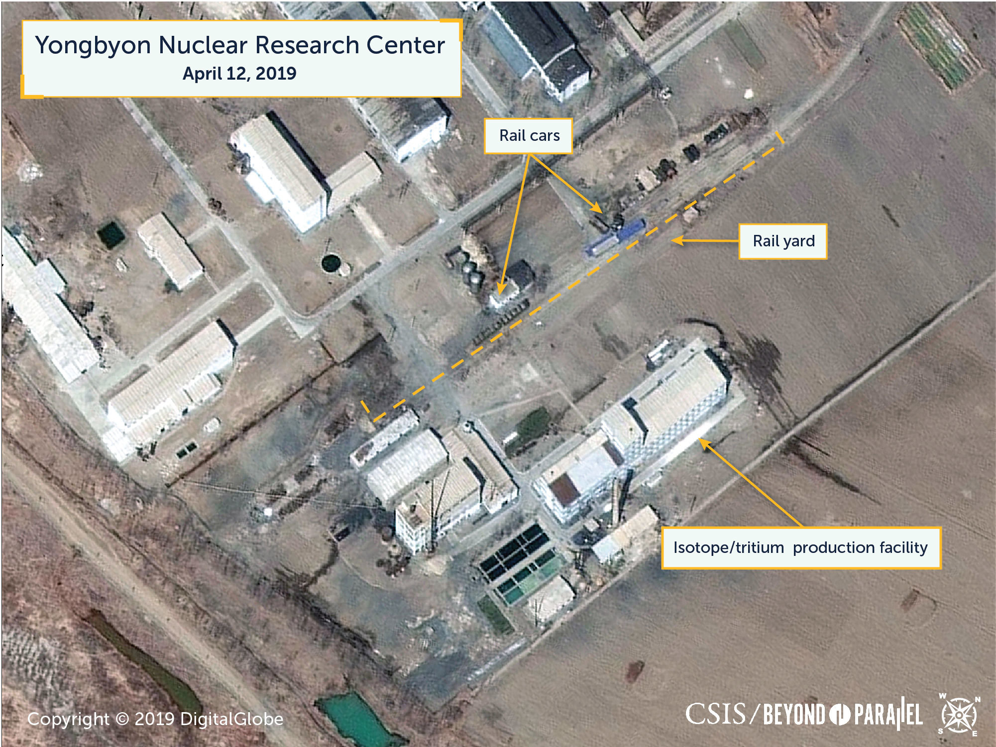 特殊な鉄道車両が写った寧辺核施設の衛星写真/CSIS