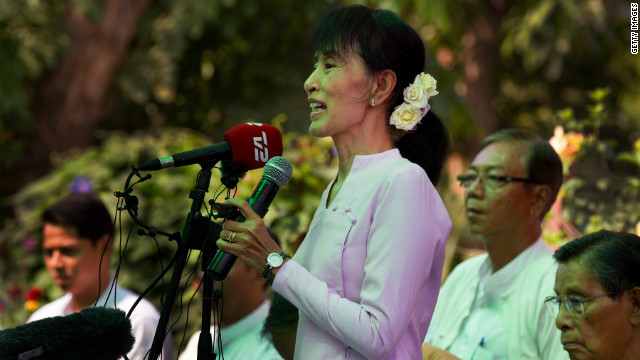 ミャンマーの民主化運動指導者、アウンサンスーチー氏