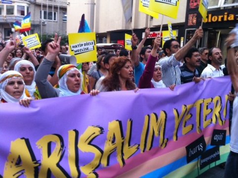 トルコ・イスタンブールで行われたクルド人によるデモ＝２０１２年７月