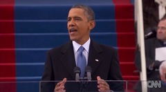 ２期目の就任演説を行うオバマ米大統領