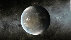 ハビタブルゾーンにある惑星「ケプラー６２ｆ」のイメージ図。６２ｅと同じ恒星系にある