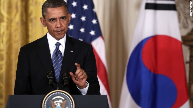 訪米中の朴槿恵・韓国大統領と会談したオバマ大統領