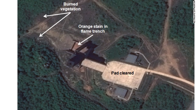 北朝鮮の「西海衛星発射場」をとらえた今年５月１６日の衛星写真。燃料タンクの建設などが確認された＝米ジョンズ・ホプキンス大学高等国際問題研究所の北朝鮮研究グループの提供写真