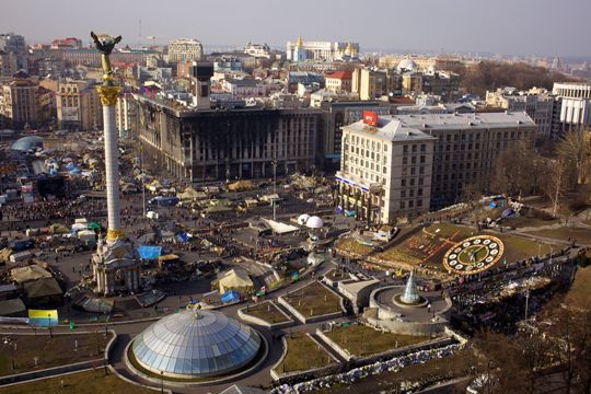 ヤヌコビッチ前政権へのデモが行われた首都キエフの独立広場