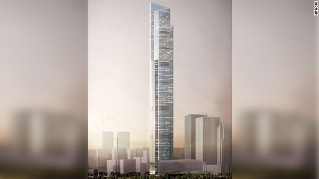 エレベーターが設置される高層ビルの予想図