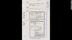 アポロ１１号で使用されたチェックリスト。１０００ドルから＝同社提供