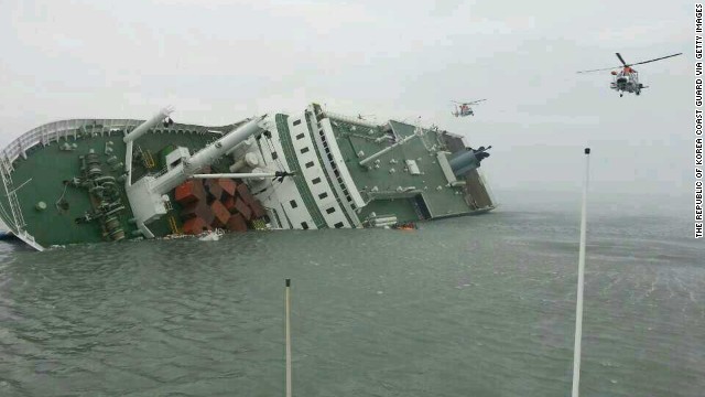 珍島沖でセウォル号は沈没