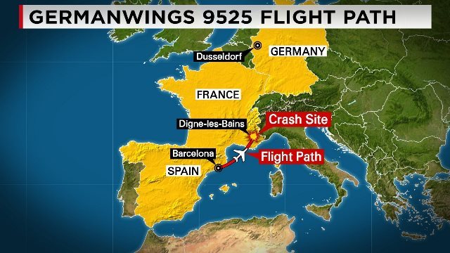 ジャーマンウィングス機はフランス南東部で墜落