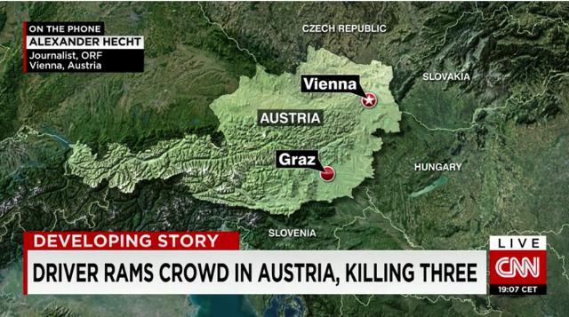 オーストリア第２の都市グラーツで男が車で群衆に突っ込み、多数の死傷者が出ている