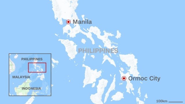 フィリピン中部レイテ島沖で船が転覆