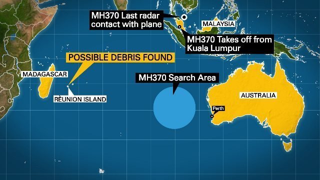 残骸が発見されたのは、当初の捜索範囲から離れたインド洋西部