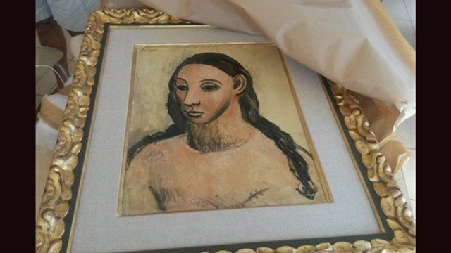 仏コルシカ島の税関が押収したピカソ作品「若い女性の肖像」＝Douanes/French Customs