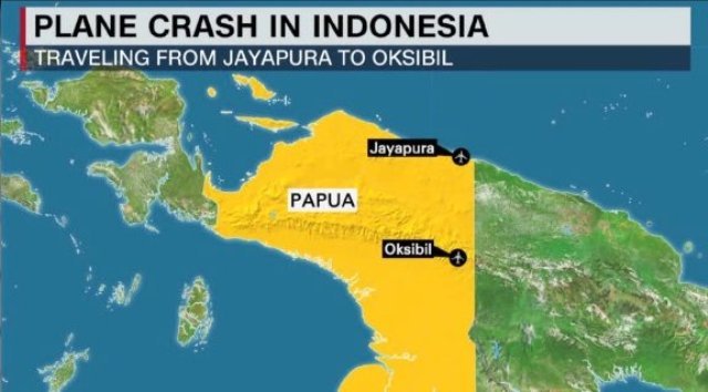 ジャヤプラからオクシビルに向かう予定だったインドネシアの旅客機が消息を絶った