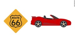 米国のアイコンとして、有名な国道６６号線の標識ほどふさわしいものはない（左）。数々の名車を世に出したスポーツカーへの情熱でイタリアを表現