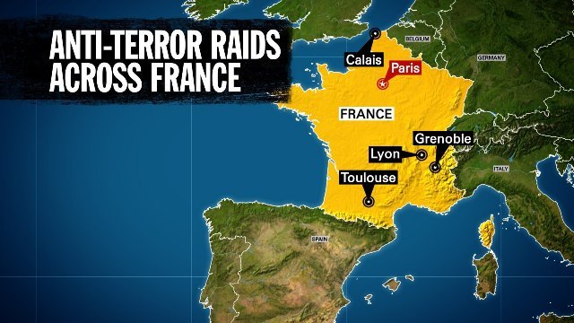 パリでの同時テロに関連し、フランス各地で捜査が行われている