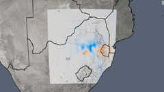 ０５年から１４年にかけてのトレンドを示した南アフリカ周辺の地図