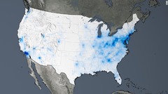 ０５年から１４年にかけて米国では２０～５０％の減少を見せたが、この地図はそのトレンドを示したもの。減少したところだけ色が付いている