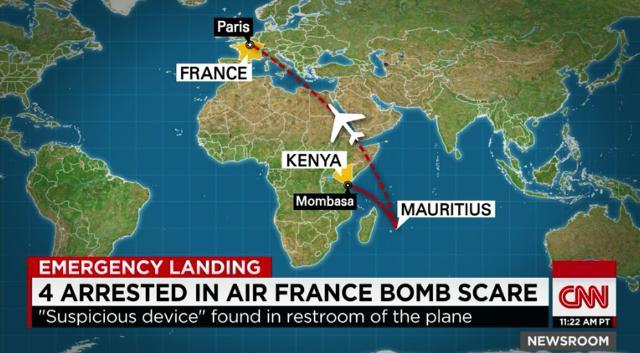 モーリシャスからパリへ向かうエールフランス機が、ケニアのモンバサに緊急着陸した