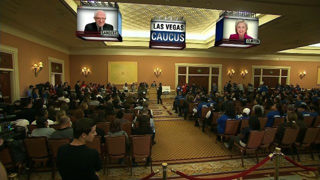 ネバダ州ラスベガスで行われた民主党の党員集会会場