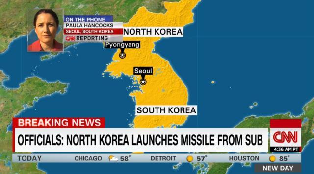 北朝鮮が潜水艦からミサイルを発射したとみられる