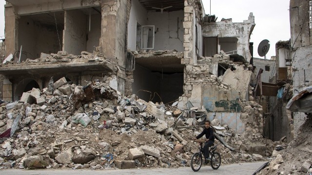 内戦で破壊されたシリアの街並み
