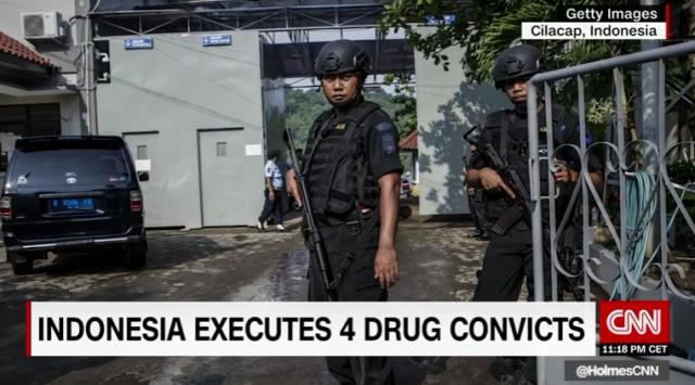 インドネシアで外国人を含む４人の死刑囚に対し、銃撃による死刑が執行された