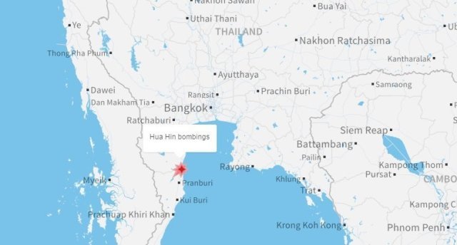 タイのリゾート地ホアヒンで爆弾が爆発し、少なくとも１人が死亡した