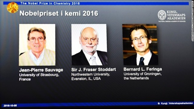 今年のノーベル化学賞は米国、フランス、オランダの研究者３氏に贈られた