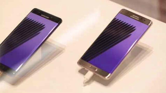 生産中止となったサムスン電子の新型スマートフォン「ギャラクシーノート７」＝WFSB