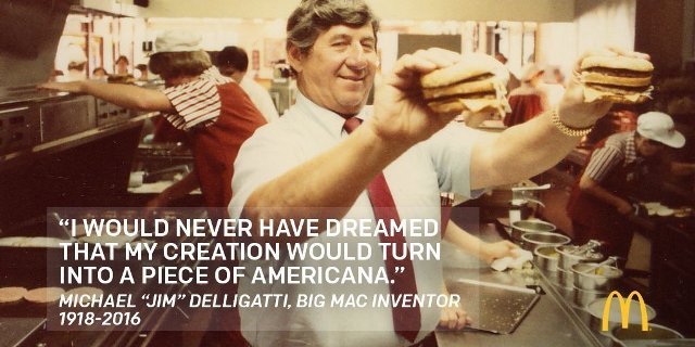 「ビッグマック」の生みの親として知られるマイケル・デリガッティ氏が死去= McDonald's/Twitter