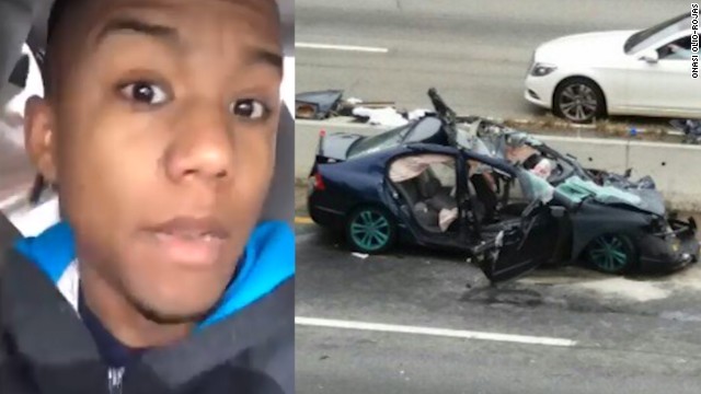 動画撮影しながらの無謀運転で衝突事故。車は大破