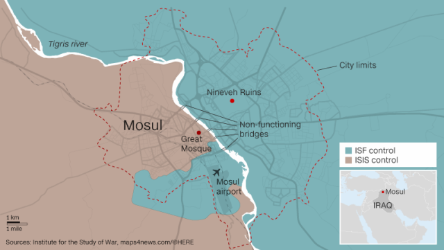 イラク政府軍主導の部隊がモスル西部に進攻を強める
