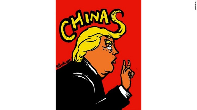 「Two Chinas」。米国のトランプ大統領が「１つの中国」政策について疑義を唱えた際の作品
