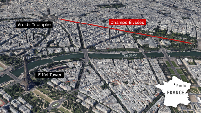 パリ中心部のシャンゼリゼ通りで銃撃事件が発生
