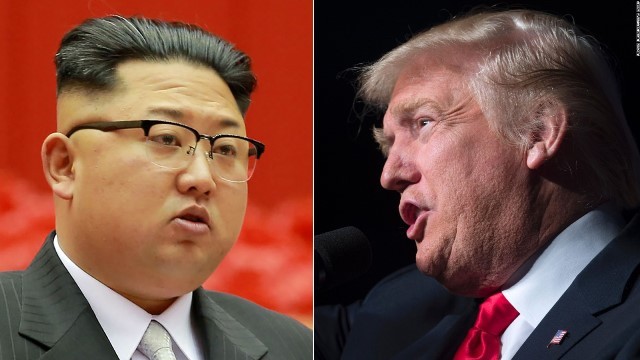 米国のトランプ大統領（右）と北朝鮮の金正恩・朝鮮労働党委員長