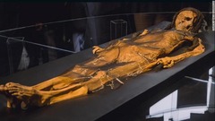 ２００５年に発見された女性のミイラの復元骨格