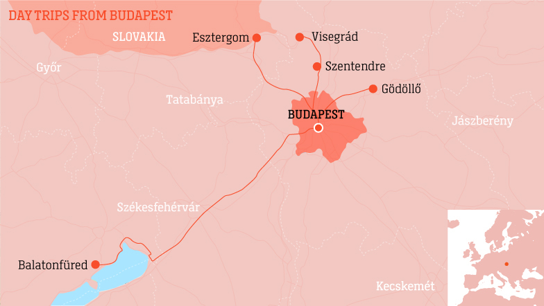 ブダペストからの各旅行先の位置