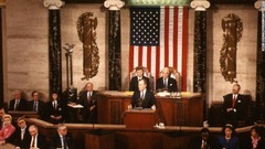 初の一般教書演説を上下両院合同会議で行うブッシュ氏＝１９９０年１月３１日