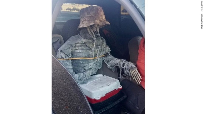 助手席に乗せられていた骸骨模型/Arizona Department of Public Safety 