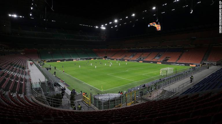 イタリアでインテルとルドゴレツの対戦は無観客試合に＝２月２７日/Emilio Andreoli/UEFA via AP