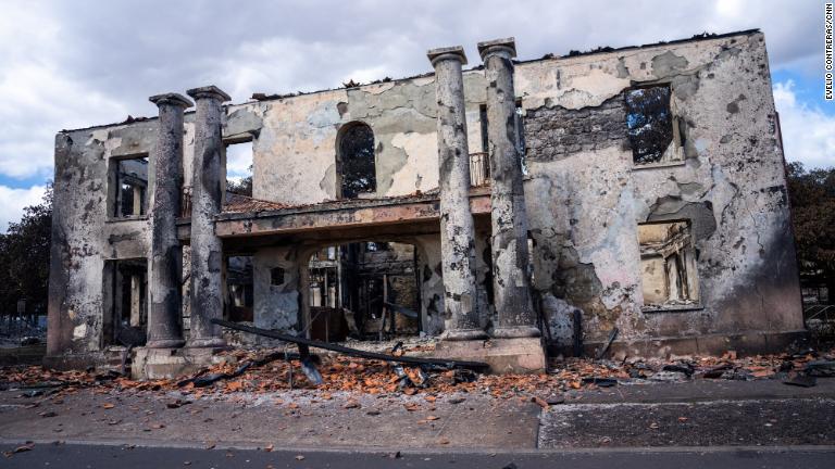 損壊したラハイナの建物＝８月１０日/Evelio Contreras/CNN