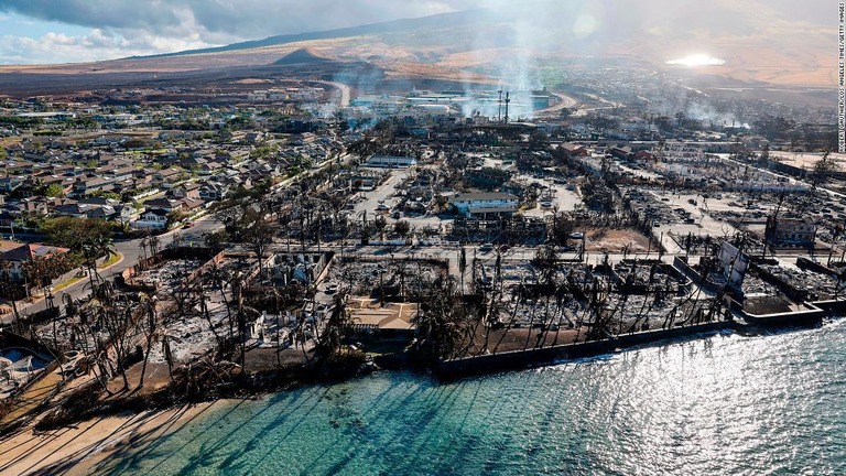 火災発生から数日後に撮影されたマウイ島ラハイナの写真/Robert Gauthier/Los Angeles Times/Getty Images