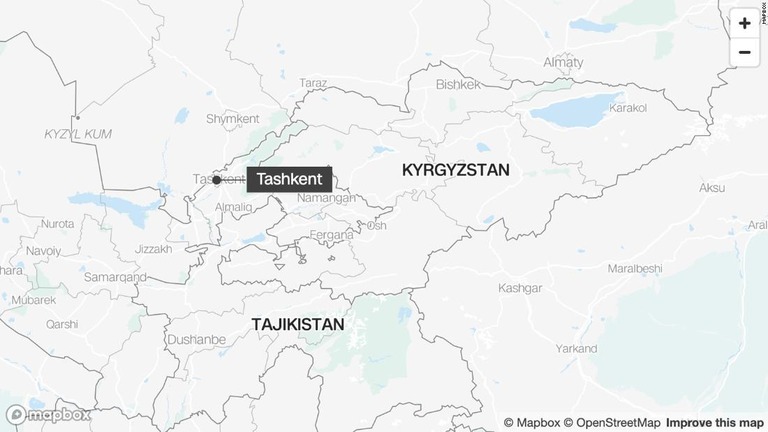 ウズベキスタンの首都タシケントにある倉庫で２８日未明、大きな爆発が発生した/Mapbox