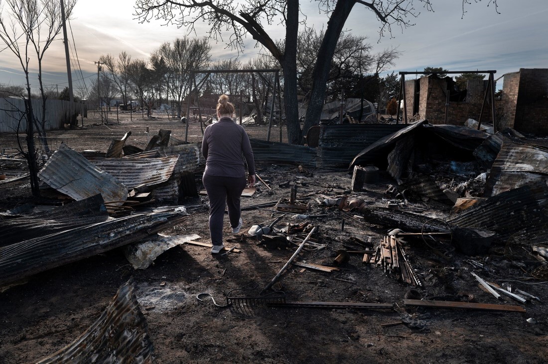 スモークハウスクリーク火災により全焼した家屋＝３日、米テキサス州スティネット近郊/Scott Olson/Getty Images via CNN Newsource