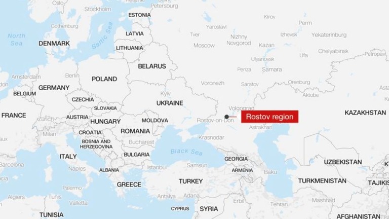 ウクライナ軍がロシア西部ロストフ州の航空基地に大規模なドローン攻撃を仕掛けた/Mapbox