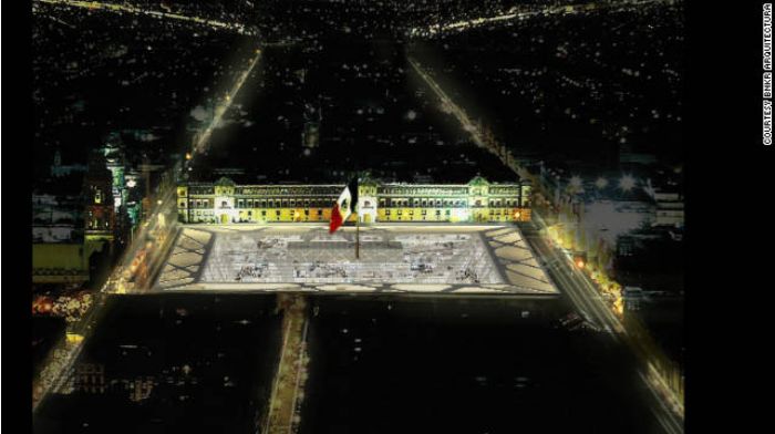 ビル建築後のメキシコ市中央広場(ソカロ)のイメージ