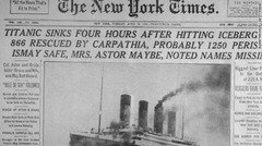 １９１２年４月１６日、米ニューヨーク・タイムズ紙は第１面でタイタニック号沈没を報じた