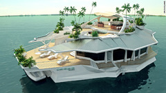 ヨットとホテルの機能を兼ね備えた人工の浮き島「オルソス・アイランド」写真＝Orsosisland