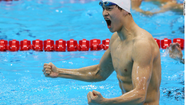 中国の男子水泳選手として初の金メダルを獲得した孫楊