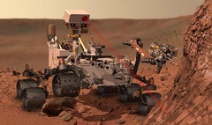 キュリオシティが火星で探索を行う様子（想像図）＝NASA提供
